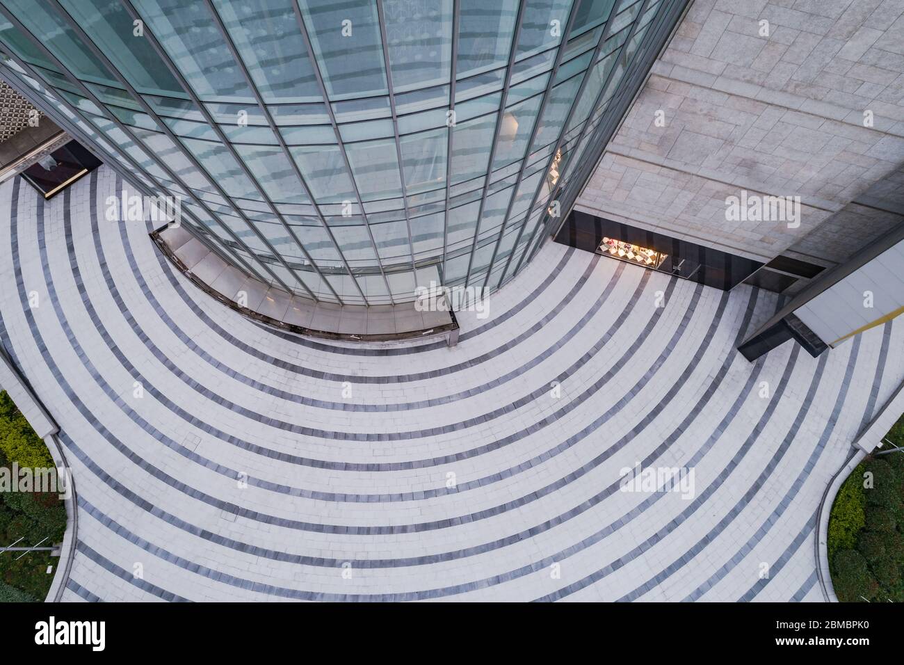 aerial view of entrance ground of modern building Stock Photo