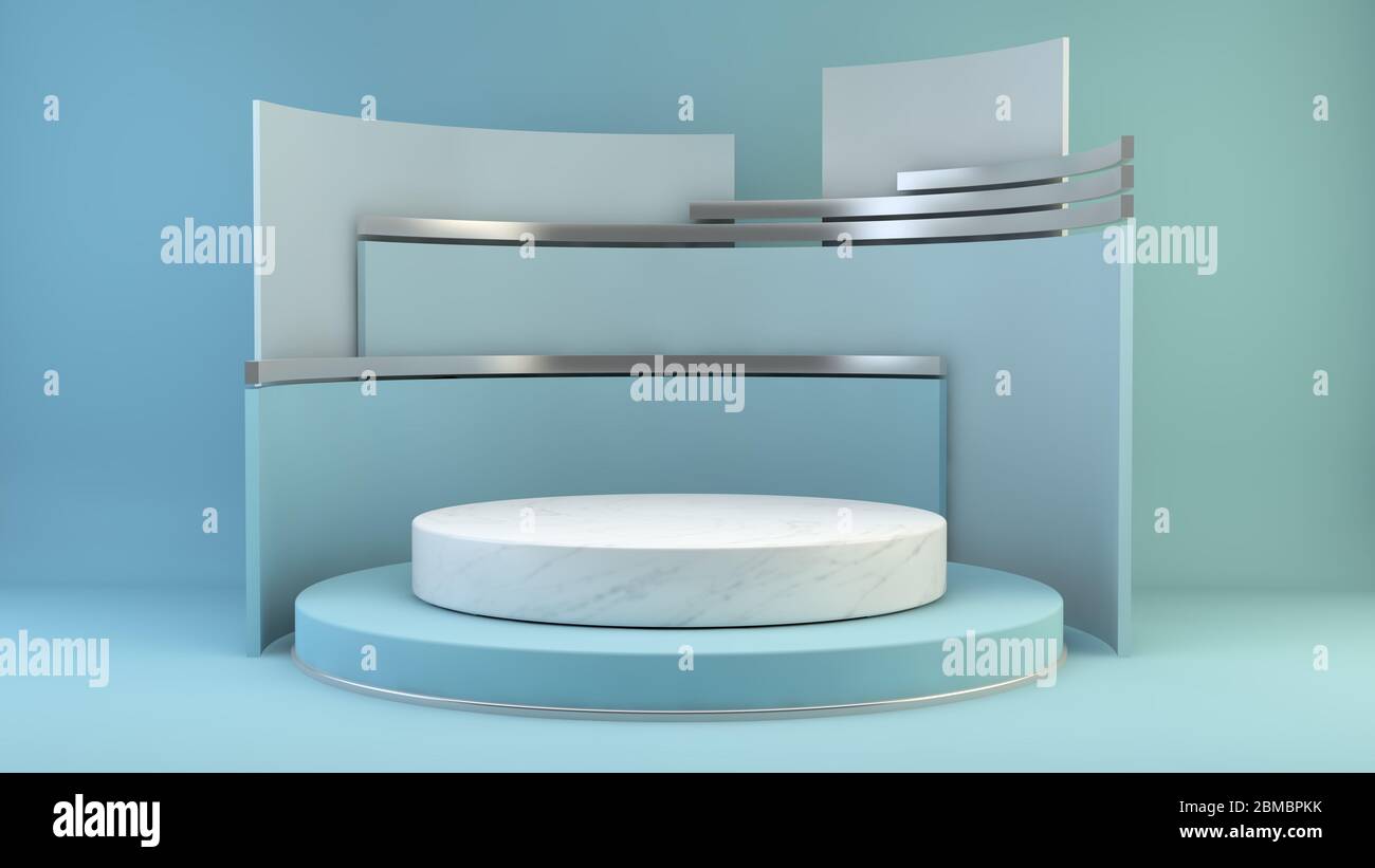 blue product presentation stage 3d rendering Stock Photo - Alamy