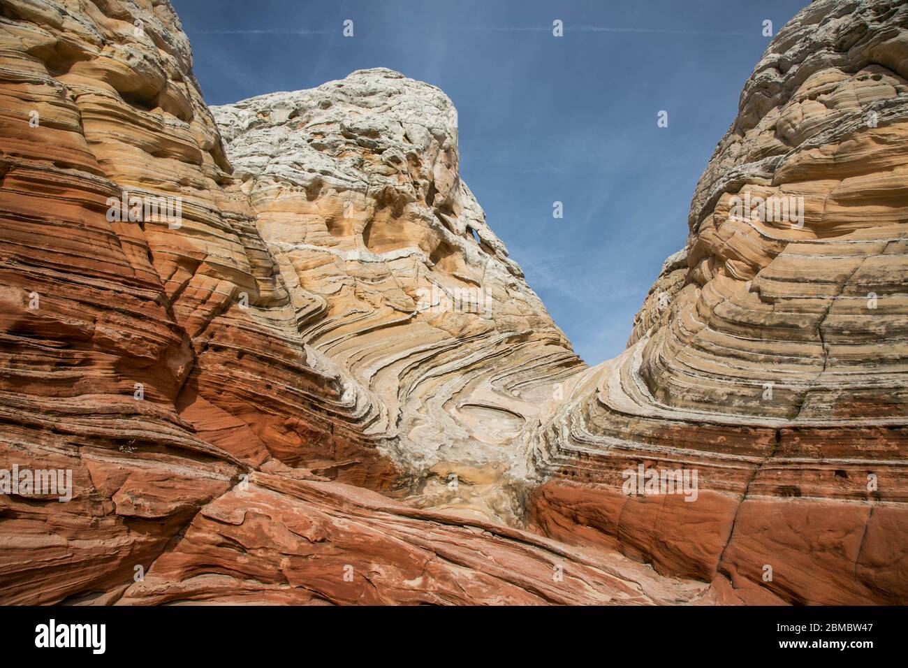 A wave-like sandstone formation in White Pocket, Vermilion Cliffs Stock Photo