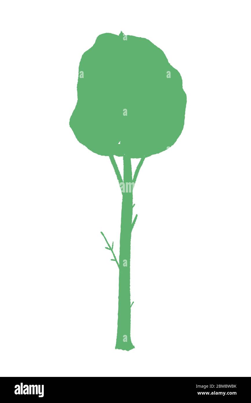 Tree silhouette vector. Hand drawn isolated tree Stock Vector Image ...