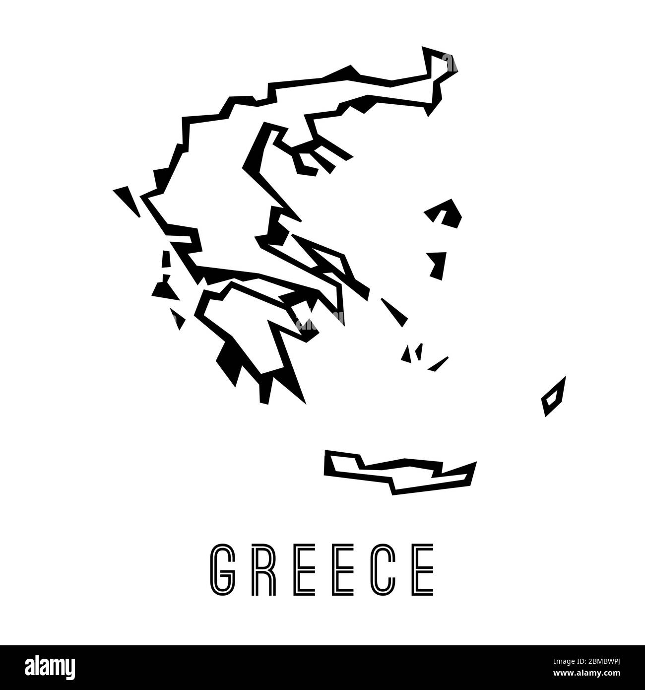 Greece simple vector map outline - country shape sharp polygonal geometric style vector. Stock Vector