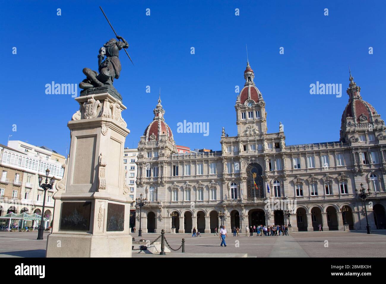 Palacio Municipal (Town Hall) on Plaza de Maria Pita, La Coruna City, Galicia, Europe Stock Photo