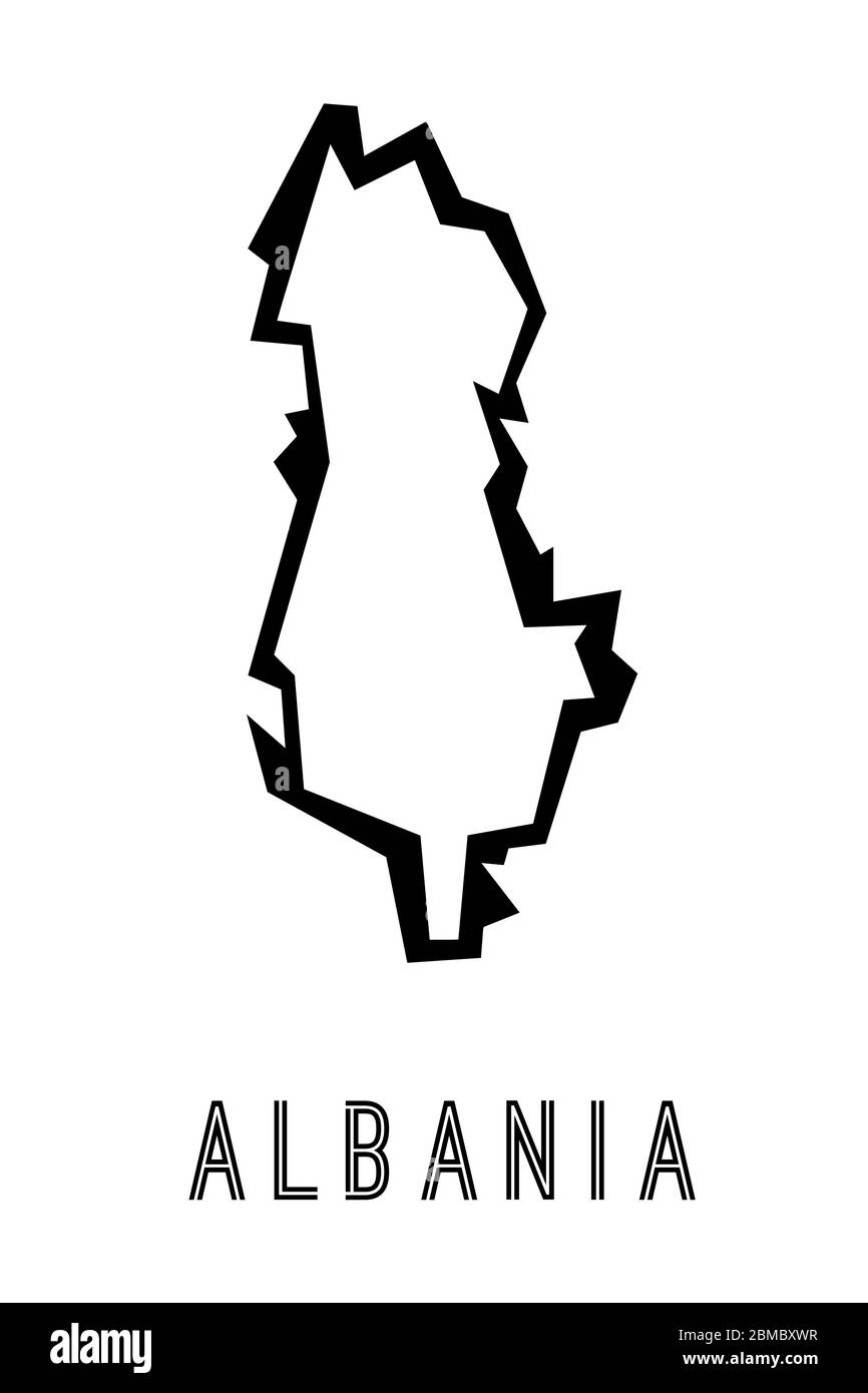 Albania map outline - country shape sharp polygonal geometric style vector. Stock Vector