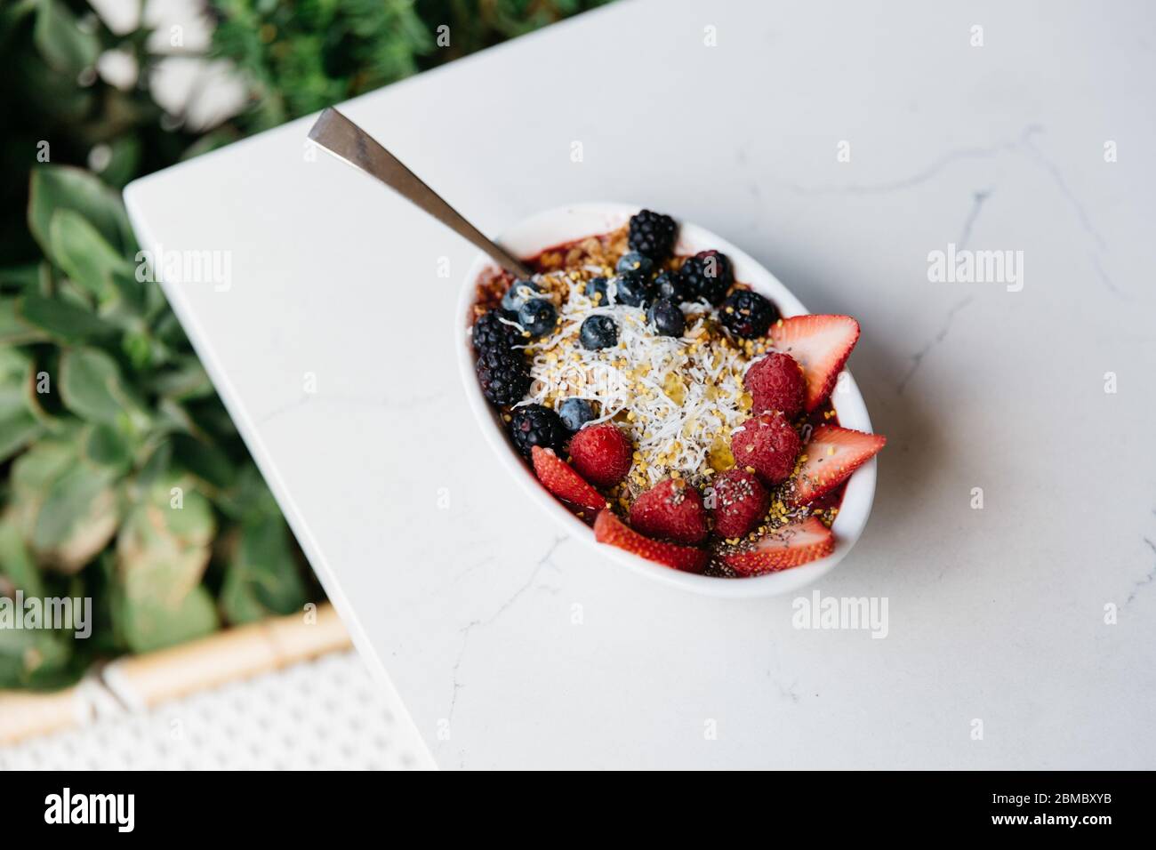 Healthy, Delicious Acai Bowl Next to Plants Stock Photo Alamy