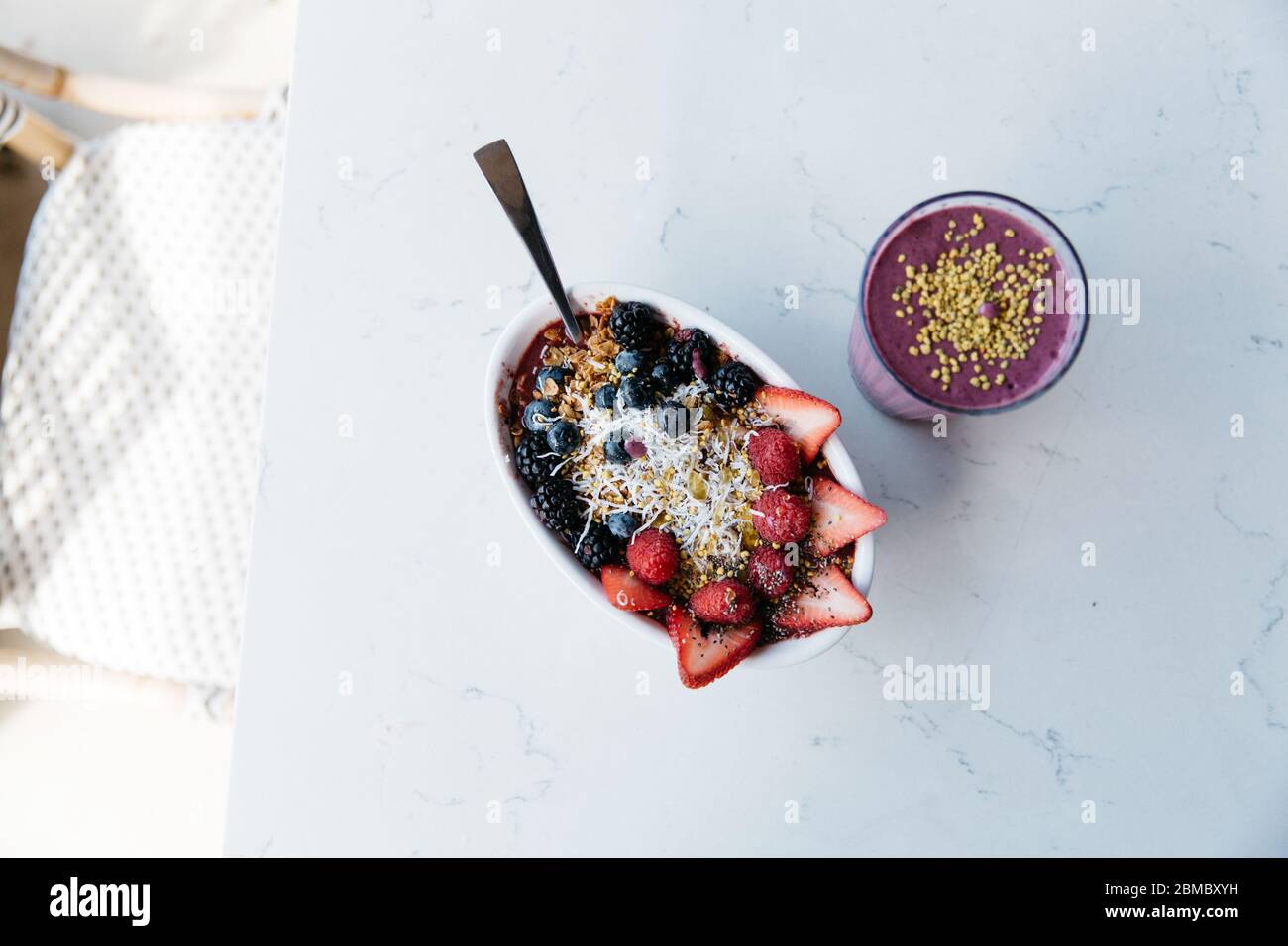 Healthy Acai Bowl and Smoothie Stock Photo Alamy