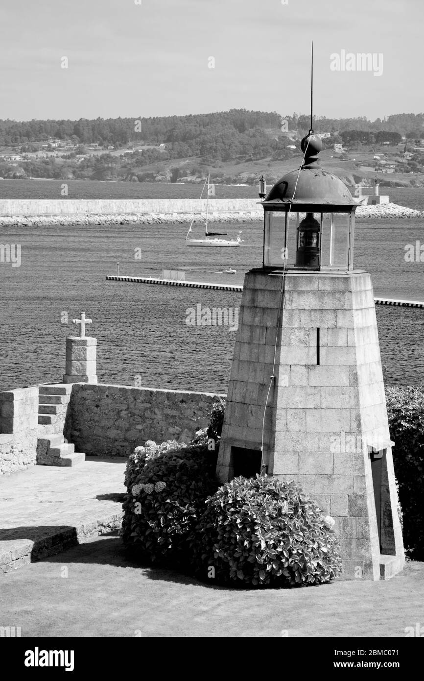 Lighthouse in Castillo De San Anton, La Coruna City, Galicia, Europe Stock Photo