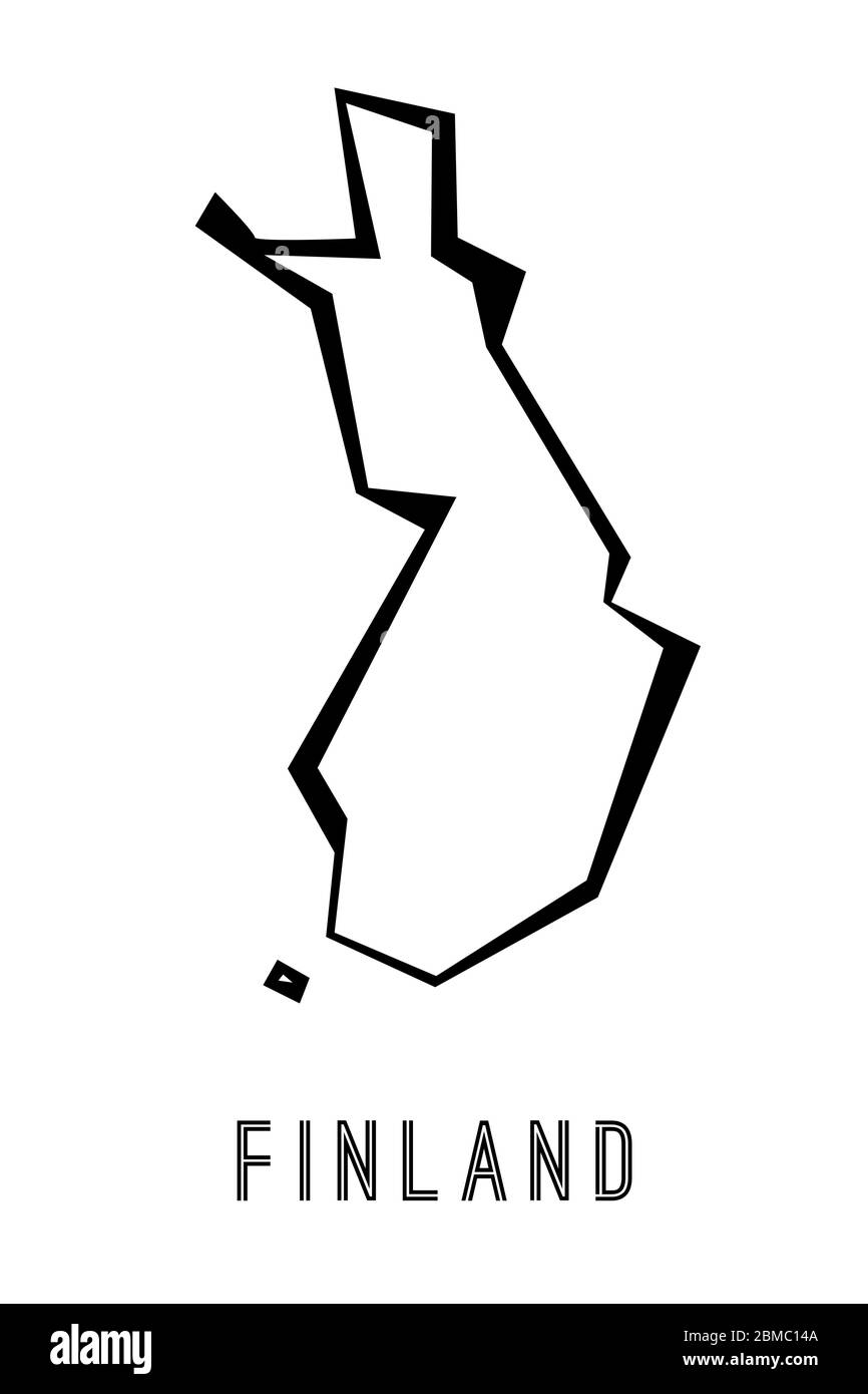 Finland simple vector map outline - country shape sharp polygonal geometric style vector. Stock Vector