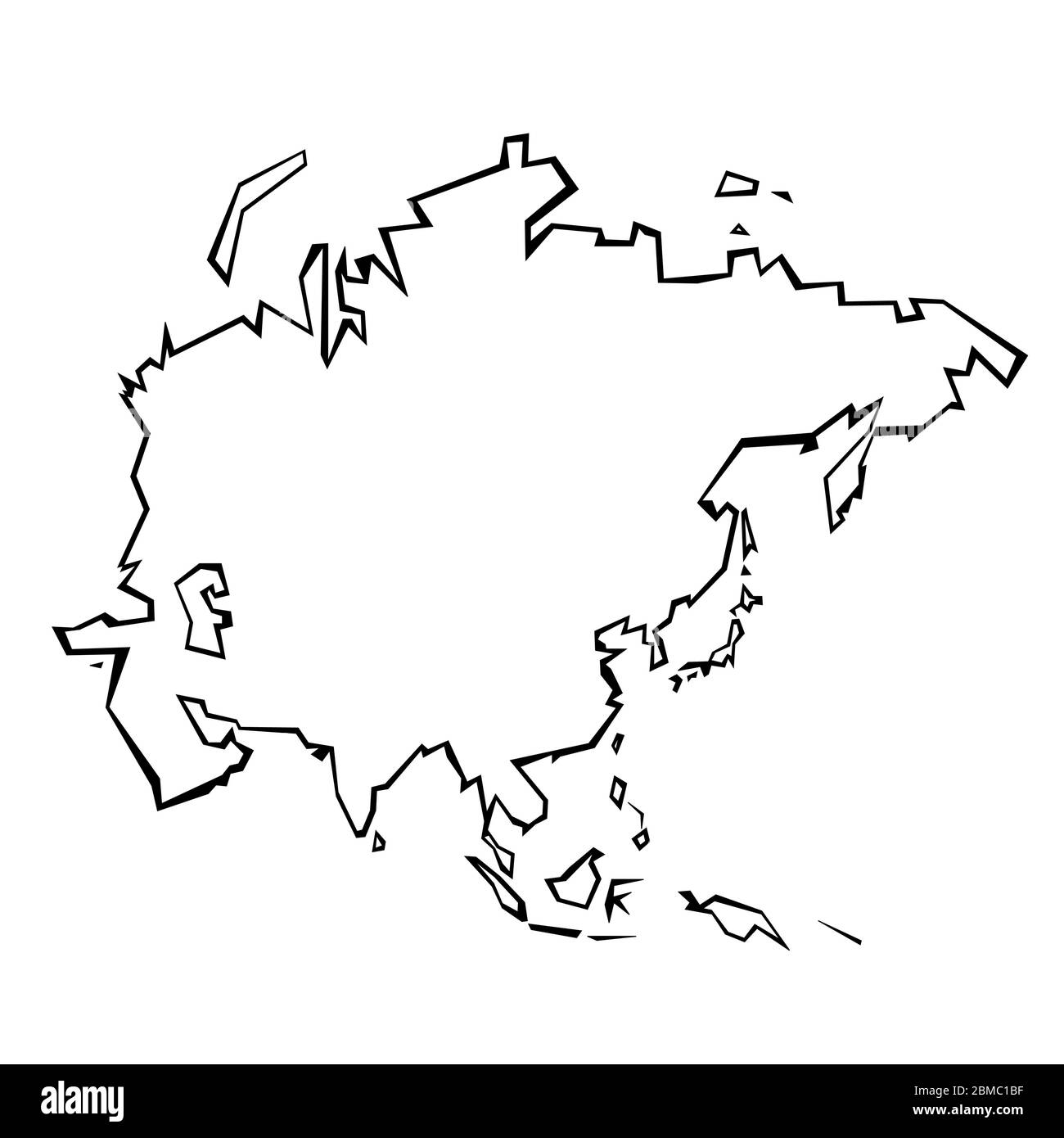 Asia map outline - continent shape sharp polygonal geometric style vector. Stock Vector