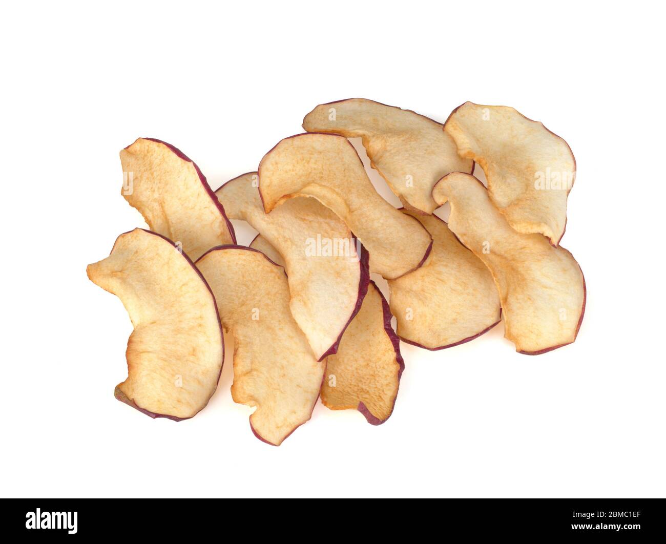 dried apples, apple chips on white background Stock Photo