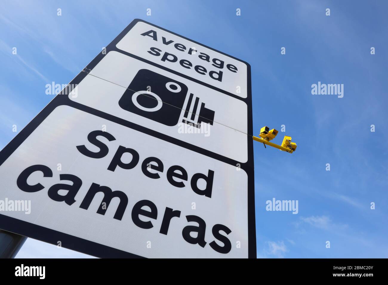 Average speed cameras working on a stretch of the A9 in Northern Perthshire. Scotland UK Stock Photo
