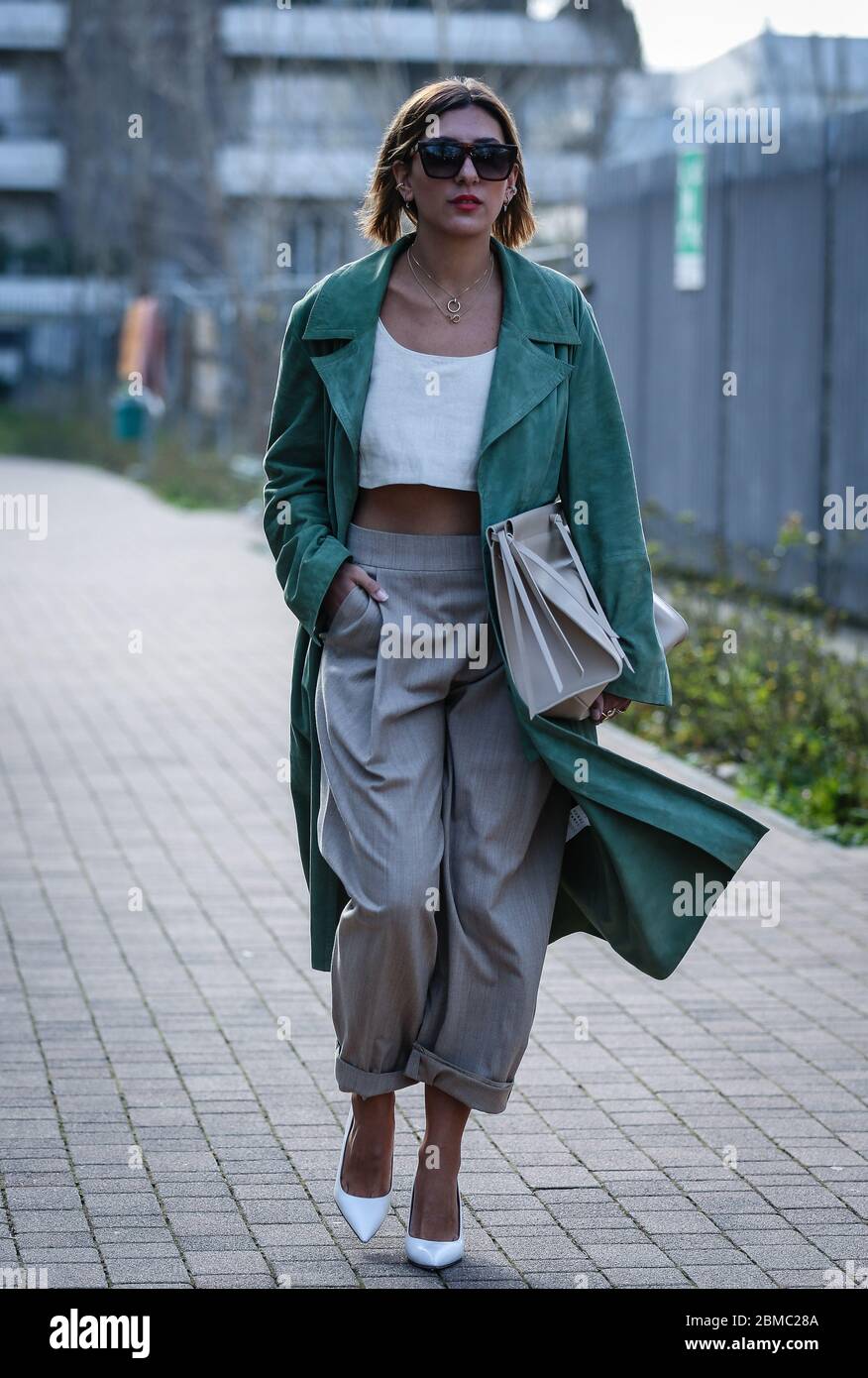 MILAN, Italy- February 23 2020: Aylin Koenig on the street during the Milan  Fashion Week Stock Photo - Alamy
