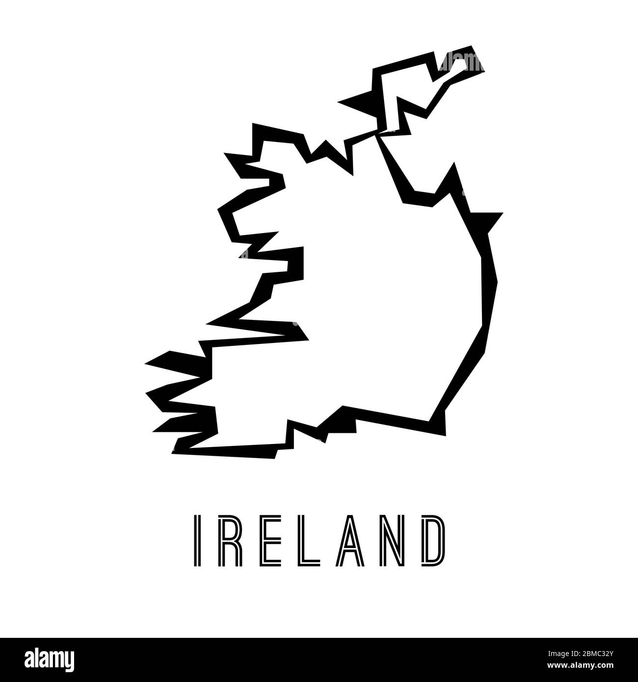Ireland simple vector map outline - country shape sharp polygonal geometric style vector. Stock Vector