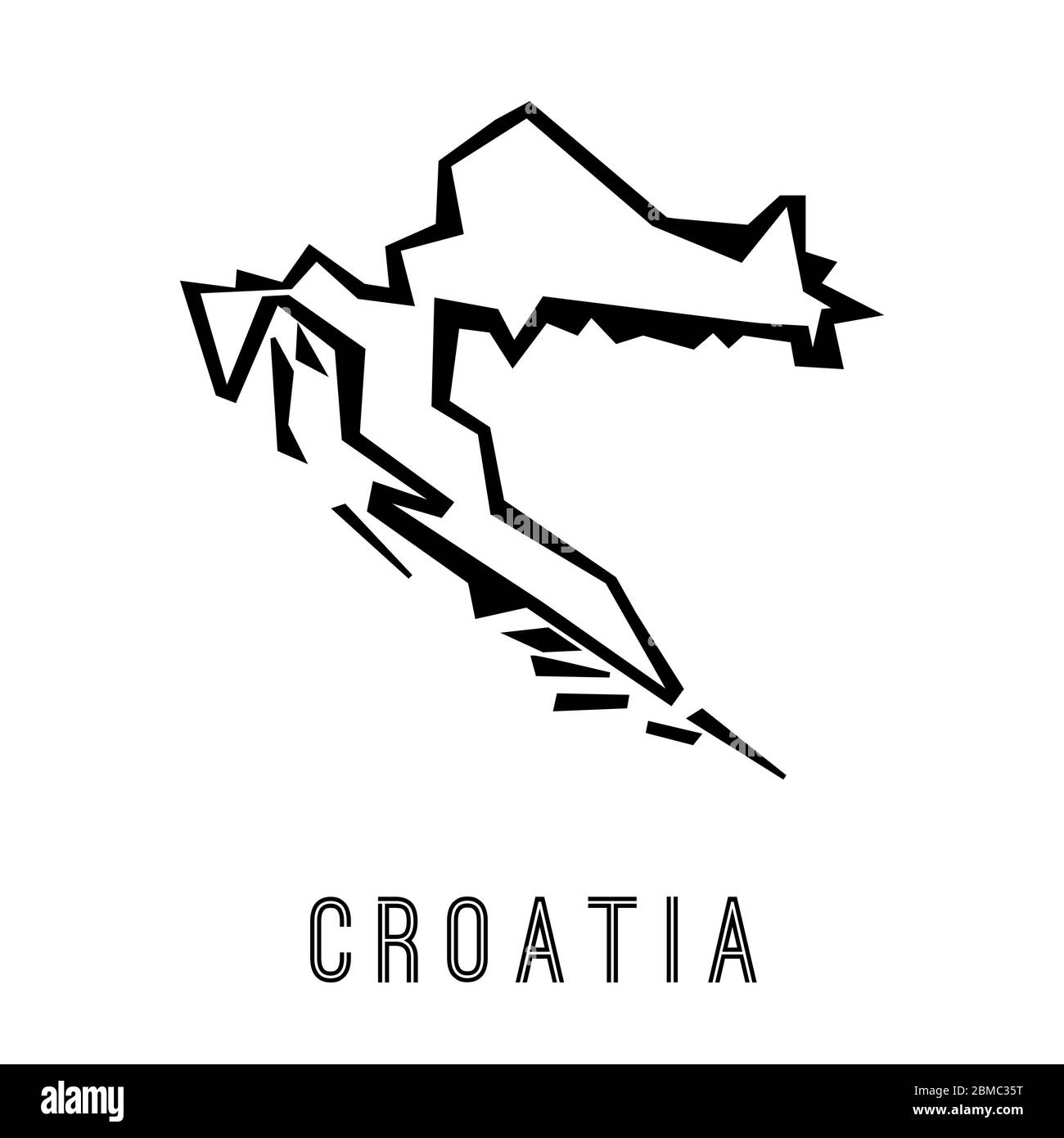 Croatia simple vector map outline - country shape sharp polygonal geometric style vector. Stock Vector
