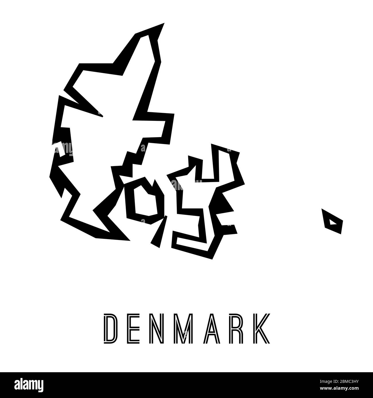 Denmark simple vector map outline - country shape sharp polygonal geometric style vector. Stock Vector
