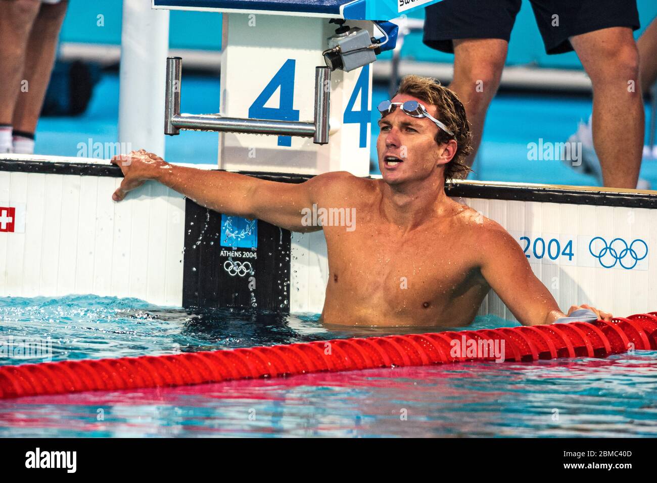 Aaron Peirsol (USA) wins the gold medal in the Men's 200 metre backstroke final at the 2004