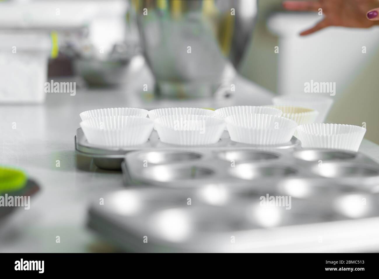 Cupcake baking dish. Professional cooking tools. Stock Photo