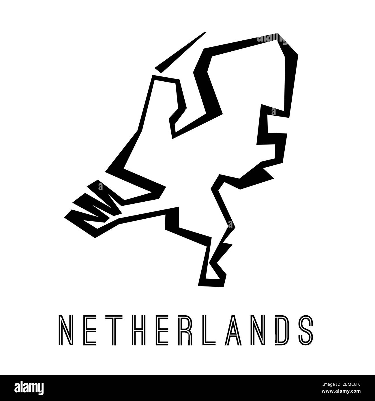 Netherlands simple vector map outline - country shape sharp polygonal geometric style vector. Stock Vector