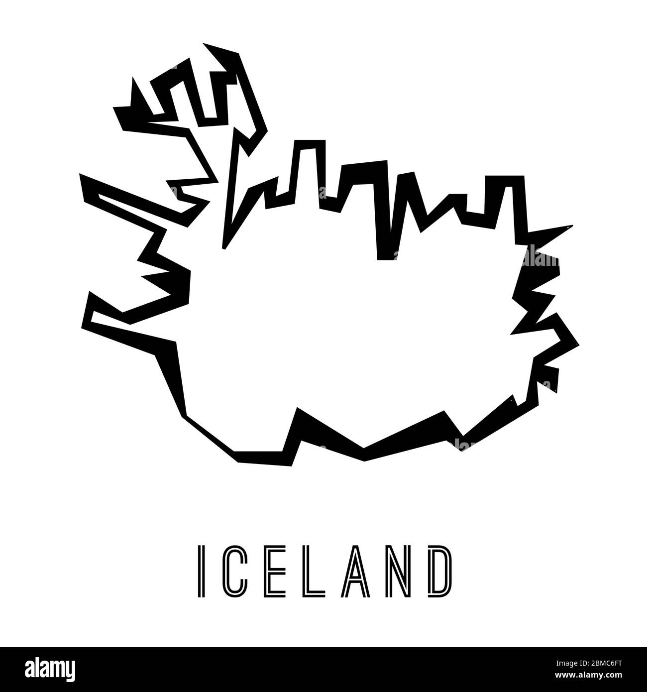 Iceland simple vector map outline - country shape sharp polygonal geometric style vector. Stock Vector
