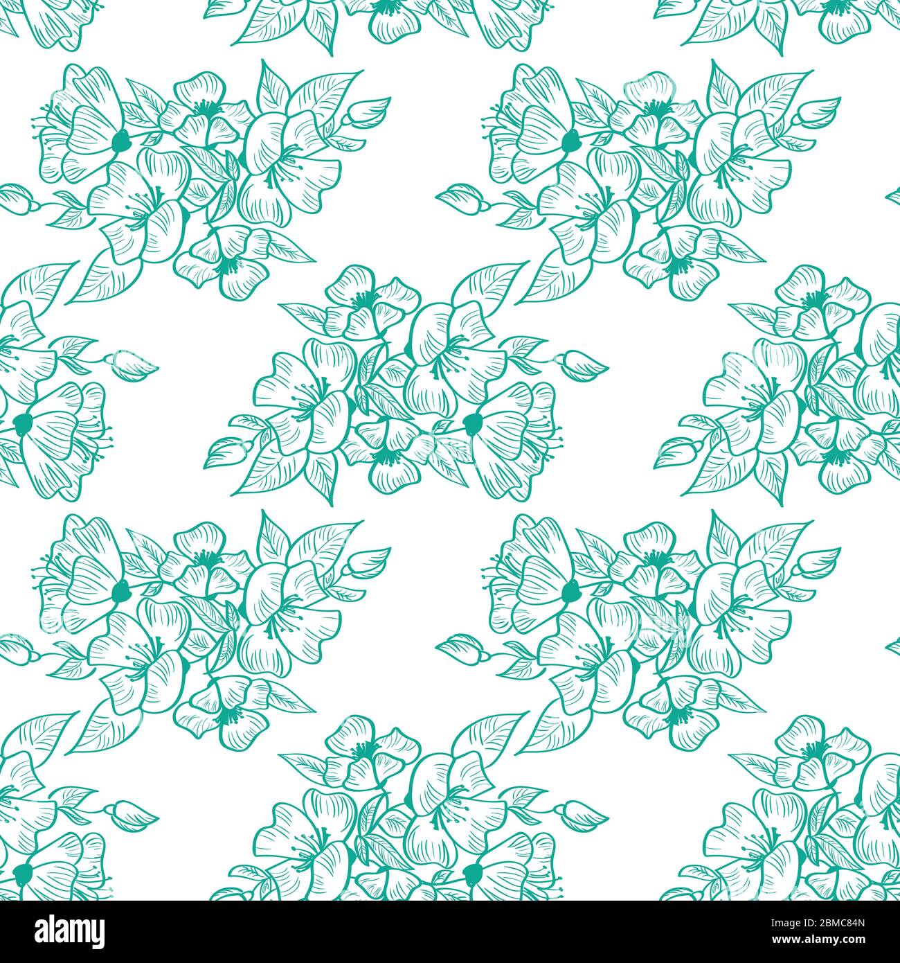 Seamless vector floral wallpaper wedding. Decorative vintage pattern in classic style with flowers spring Stock Vector