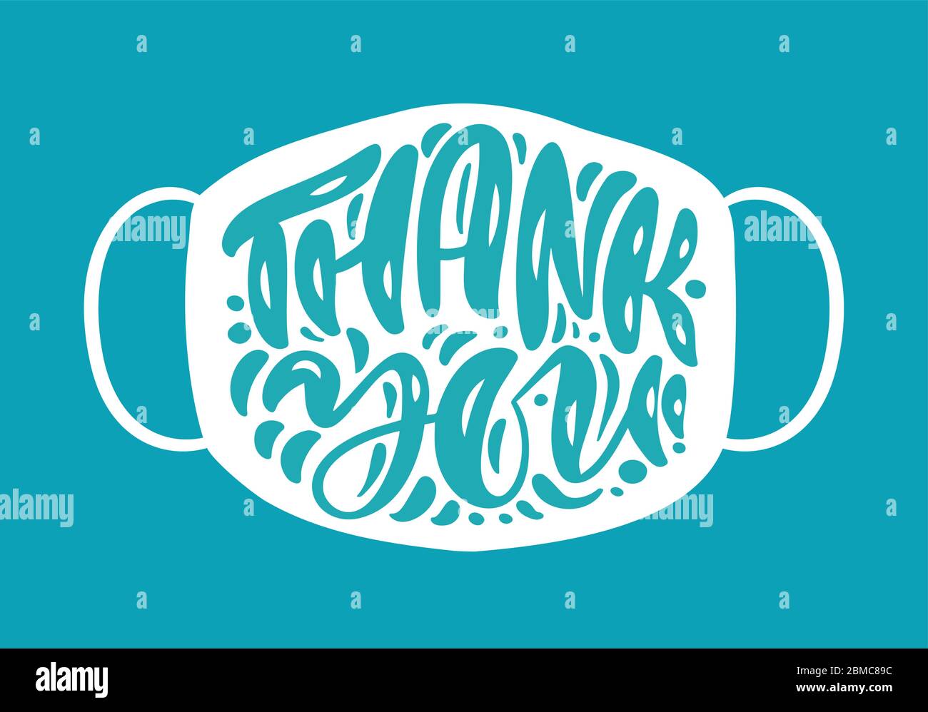 Thank you nurses lettering vector text on white mask background ...