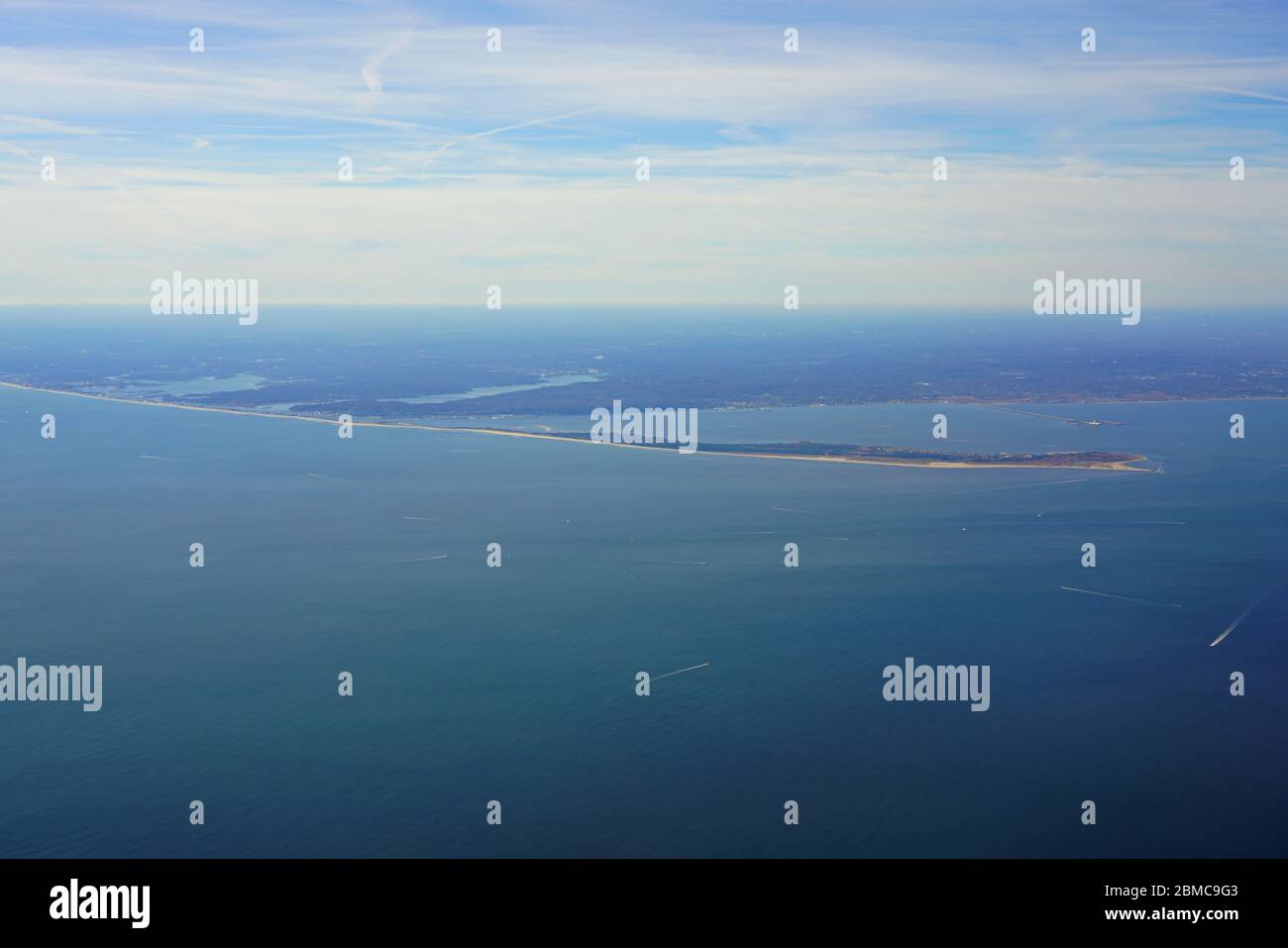 Aerial view of Sandy Hook and the Jersey Shore in New Jersey, USA Stock