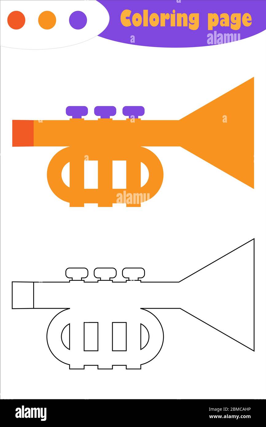 Trumpet In Cartoon Style Coloring Page Education Paper Game For The Development Of Children Kids Preschool Activity Printable Worksheet Vector Stock Vector Image Art Alamy