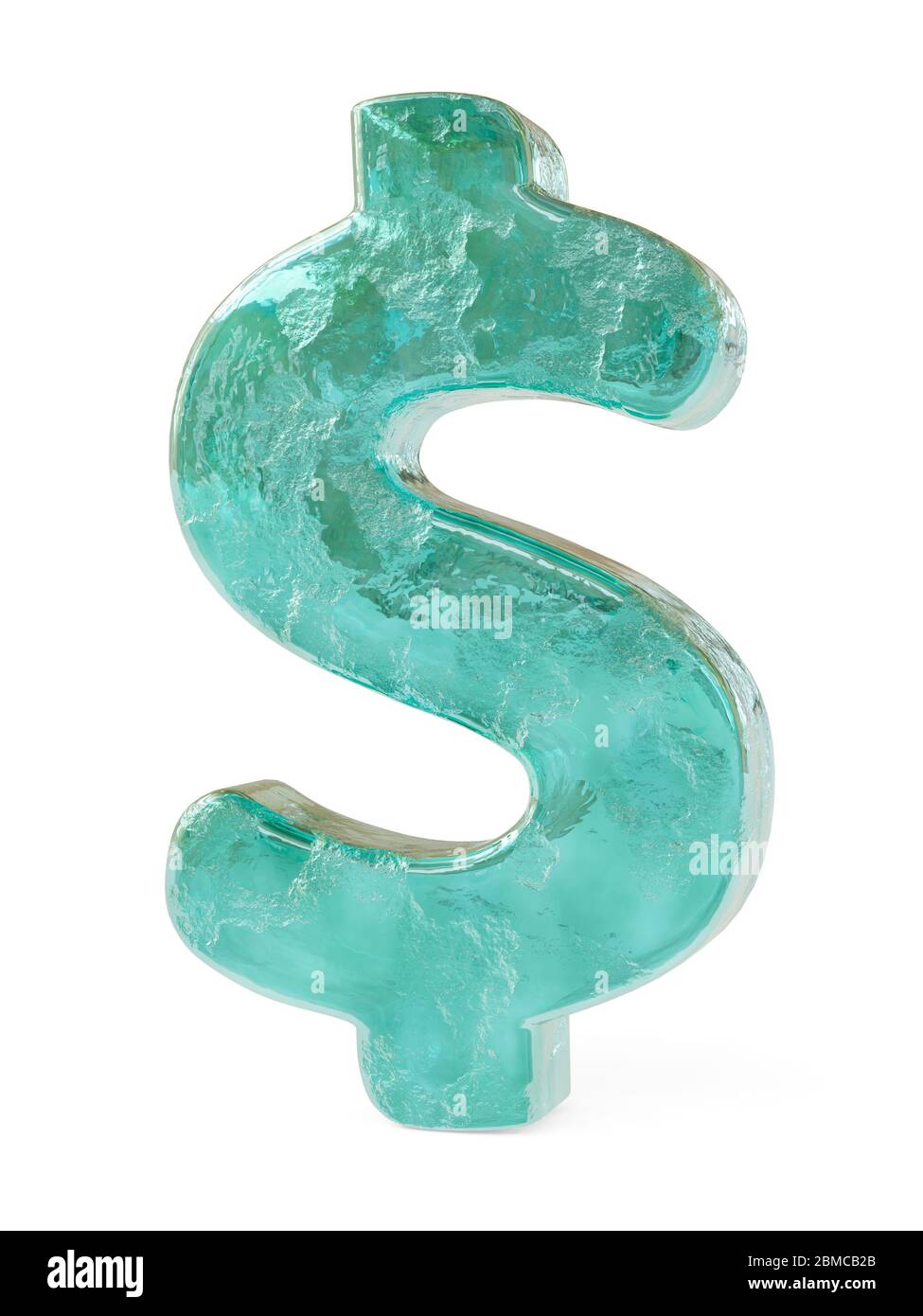 Realistic icy dollar sign isolated on a white background. 3d image Stock Photo