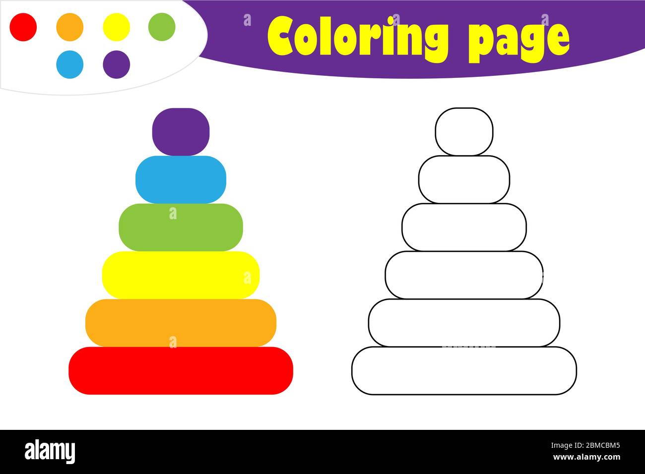 Pyramid in cartoon style, coloring page, education paper game for the