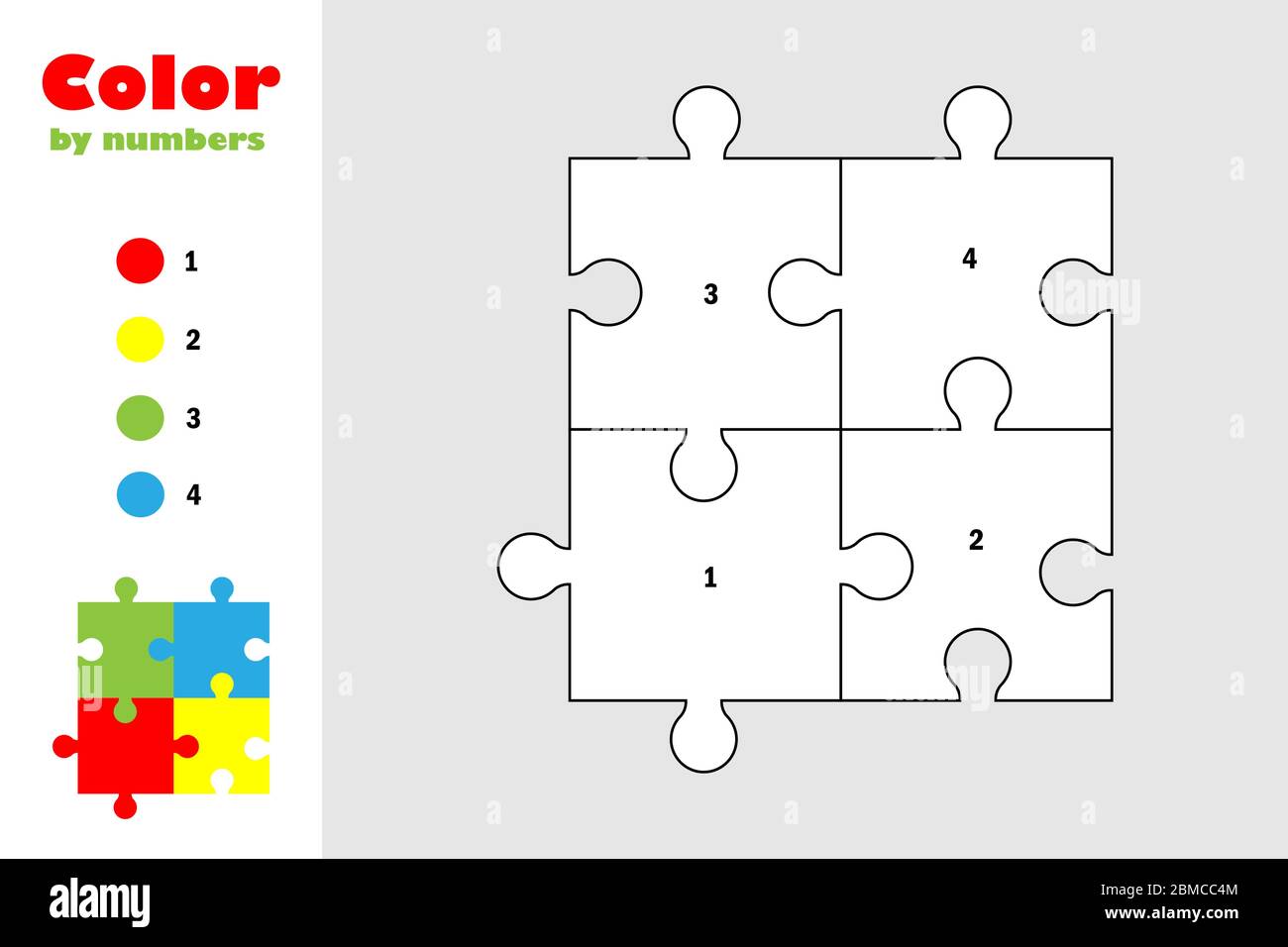 Puzzle in cartoon style, color by number, education paper game for the