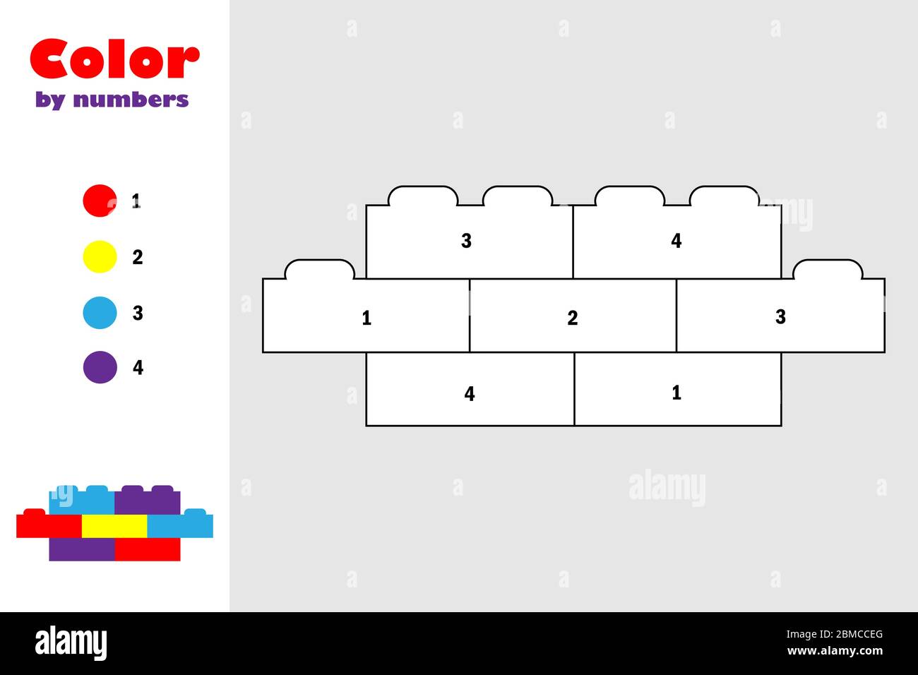 blocks toy in cartoon style color by number education paper game for the development of children coloring page kids preschool activity printable stock vector image art alamy