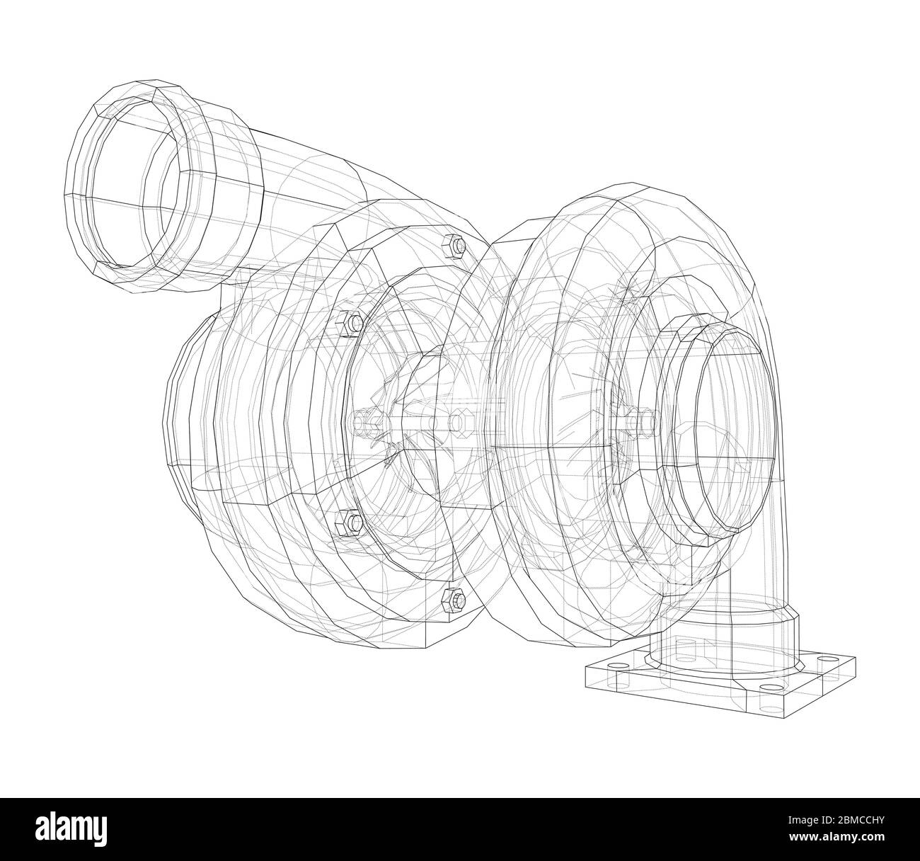 Automobile turbocharger concept outline. Vector rendering of 3d. Wire-frame  style. The layers of visible and invisible lines are separated Stock Vector  Image & Art - Alamy