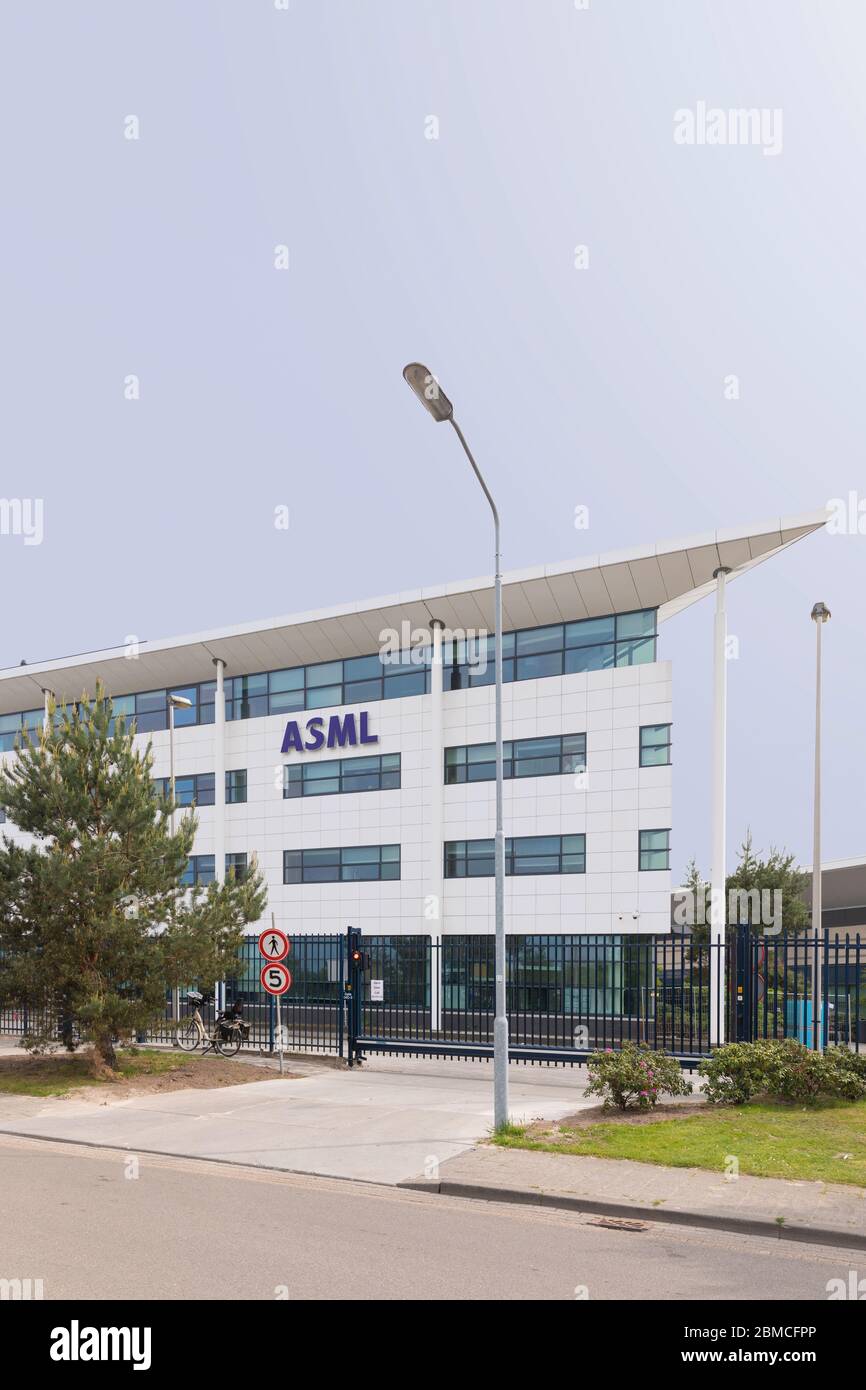 Veldhoven, The Netherlands, May 8th 2020. ASML company building with its exterior facade. The Dutch company business is the world’s supplier of micro Stock Photo