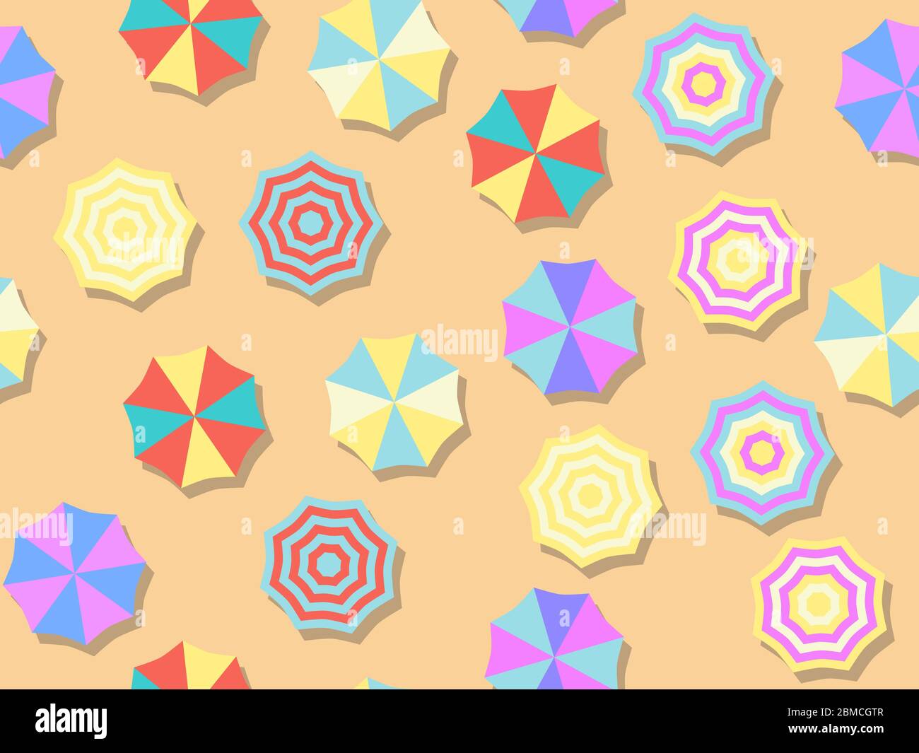 Beach umbrella seamless pattern, top view. Flat design style. Summer  background. Vector illustration Stock Vector Image & Art - Alamy