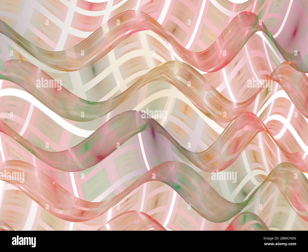 Abstract ribbon silky background. Wavy lines set, dinamic design ...