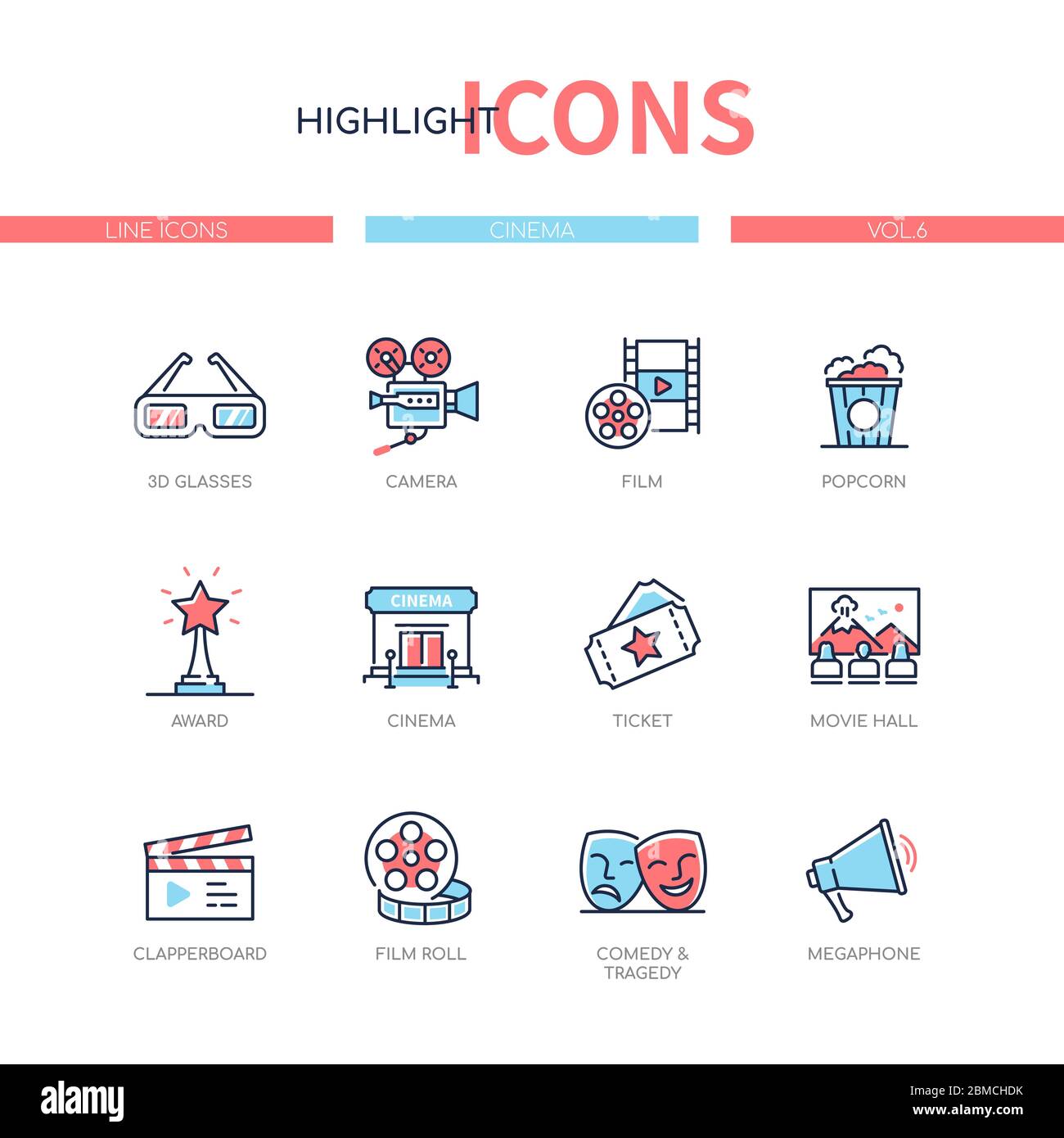 Cinema - modern line design style icons set Stock Vector Image & Art ...