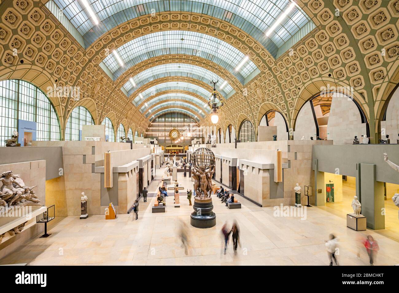 Musée d'Orsay interior in Paris France. The building is the former Gare d'Orsay, a Beaux-Arts railway station built between 1898 and 1900. Stock Photo