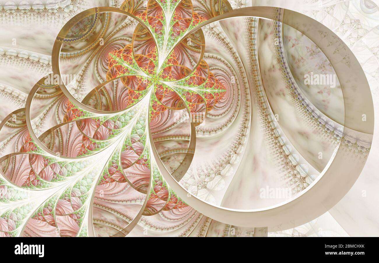 Multicolor beautiful fractal flower on gray background. Computer ...