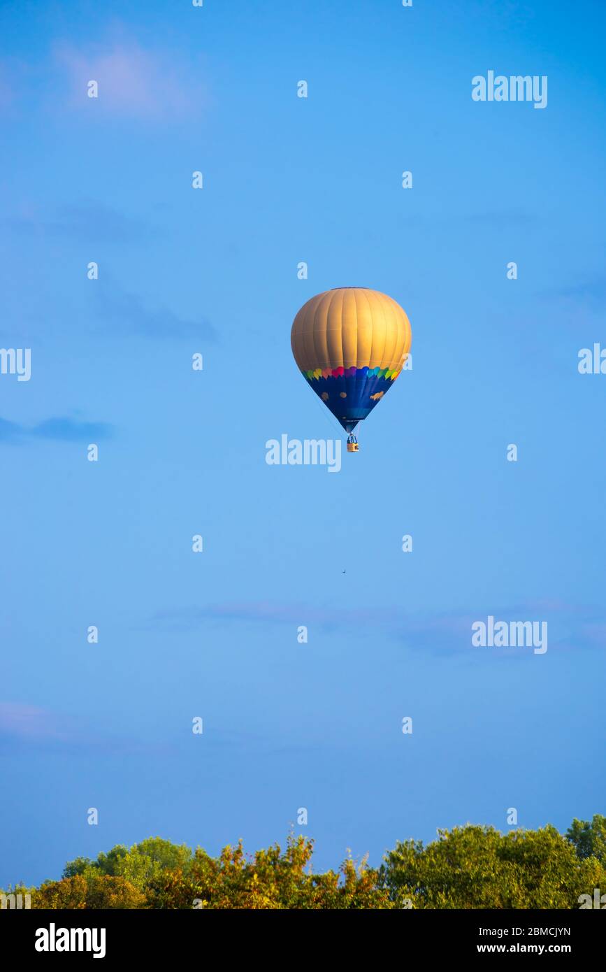 Colorful hot air balloon flying in the sky Stock Photo - Alamy