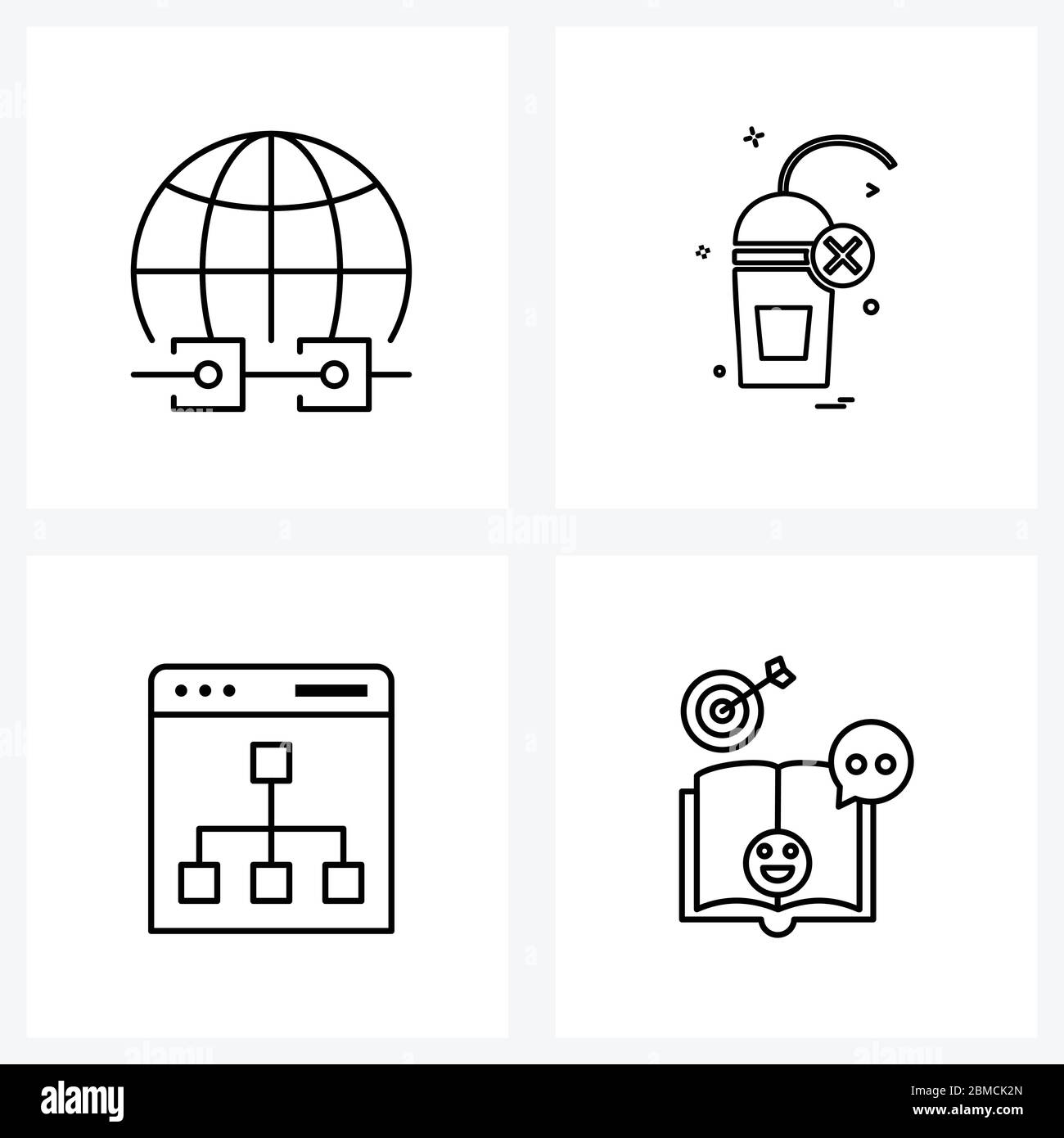 4 Editable Vector Line Icons and Modern Symbols of block chain ...