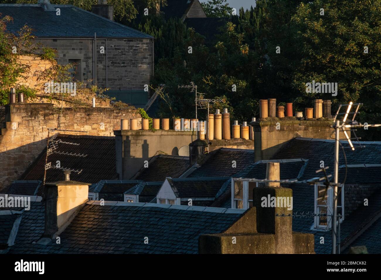 Roof tops and chimney pots Stock Photo