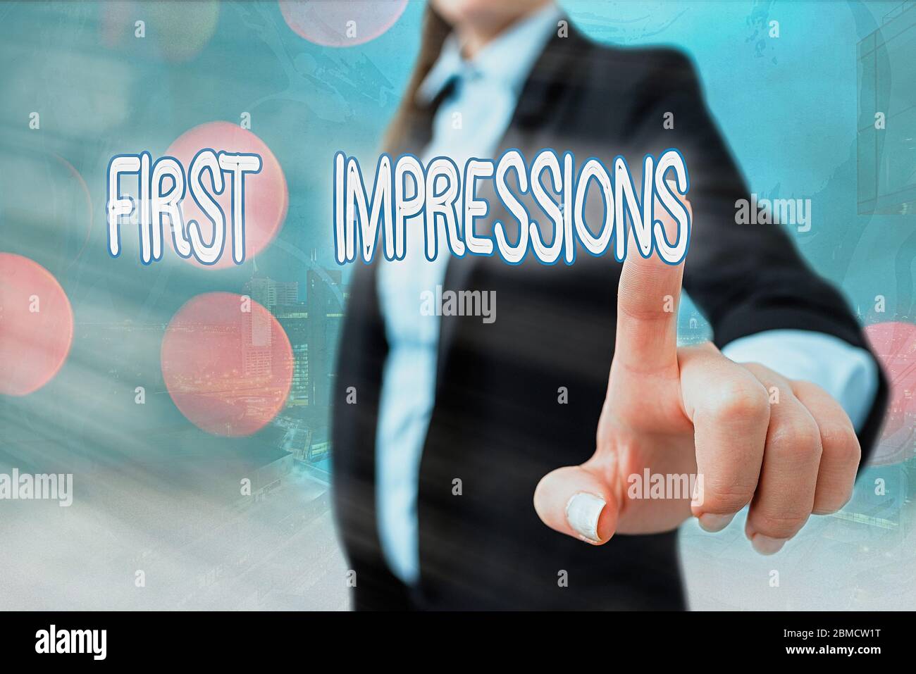 Writing note showing First Impressions. Business concept for What an ...