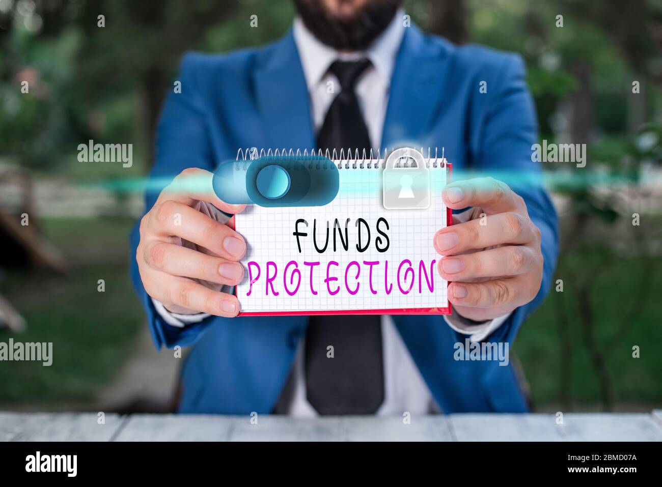 Writing note showing Funds Protection. Business concept for promises ...