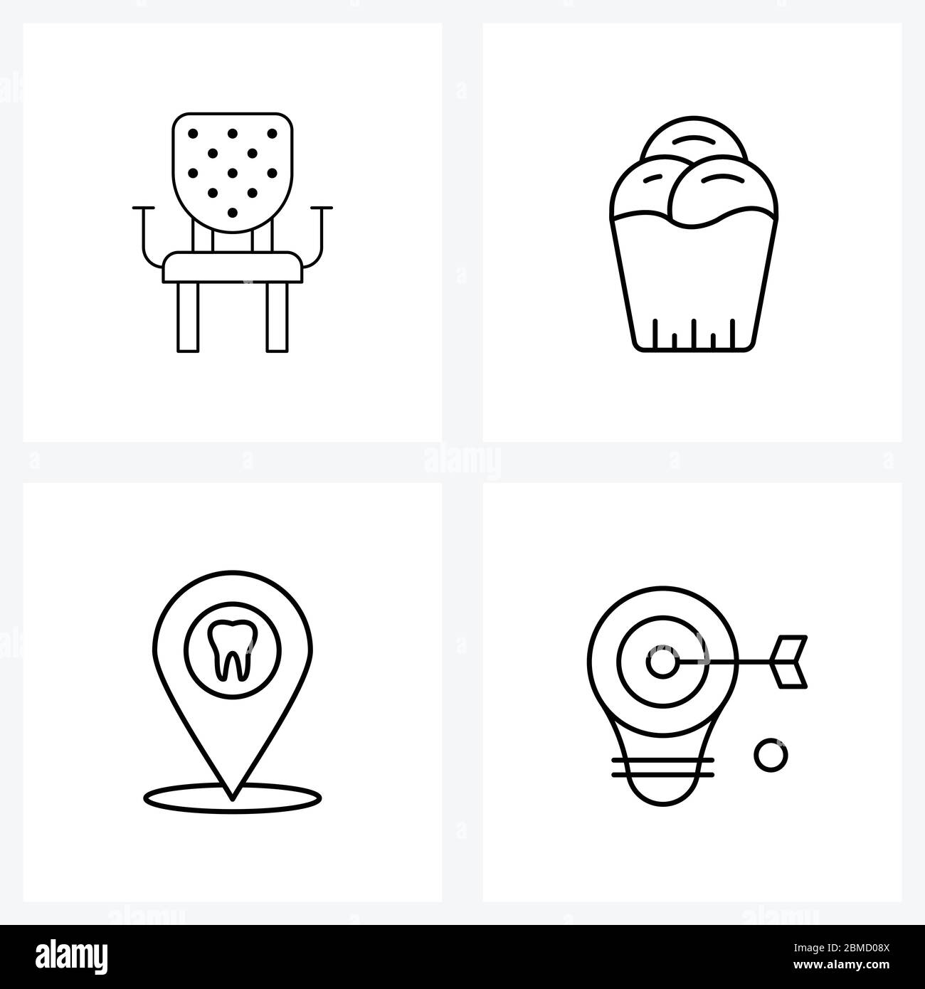 Modern Vector Line Illustration of 4 Simple Line Icons of armchair
