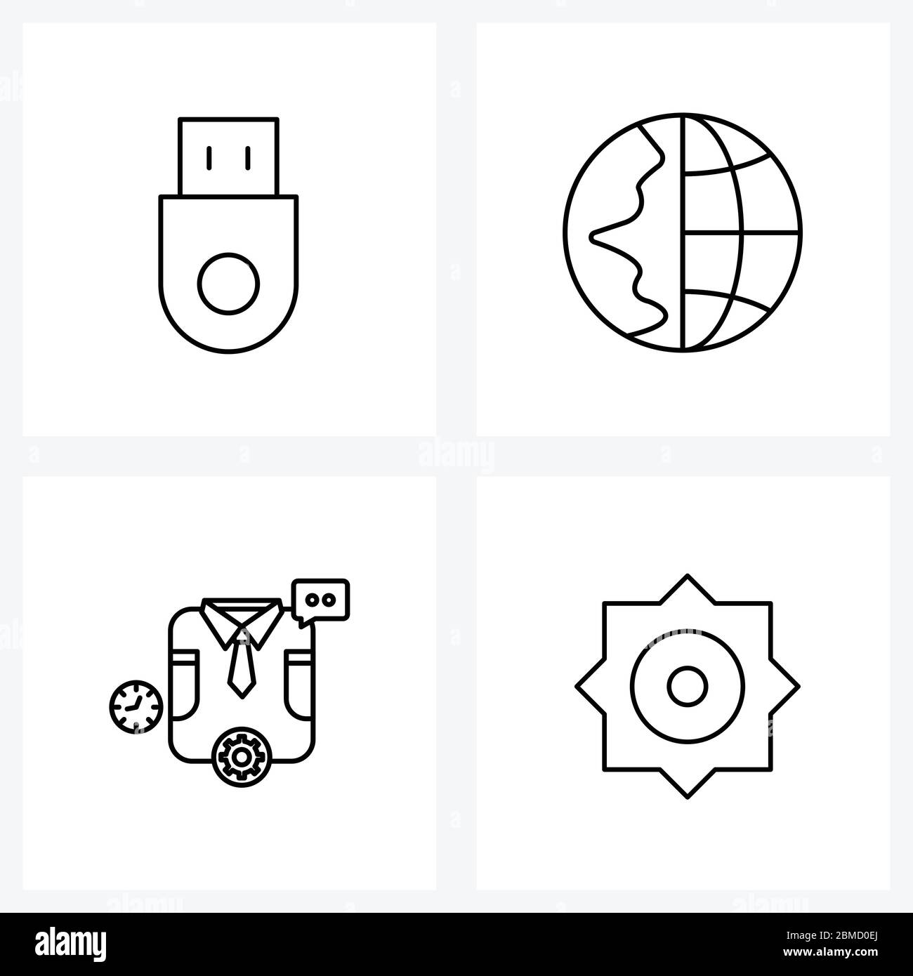 Isolated Symbols Set of 4 Simple Line Icons of , gear, helpdesk
