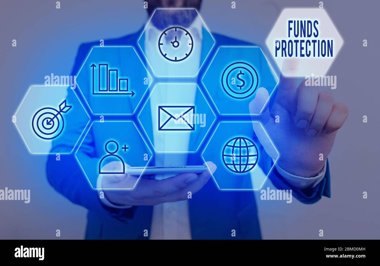 Writing note showing Funds Protection. Business concept for promises ...