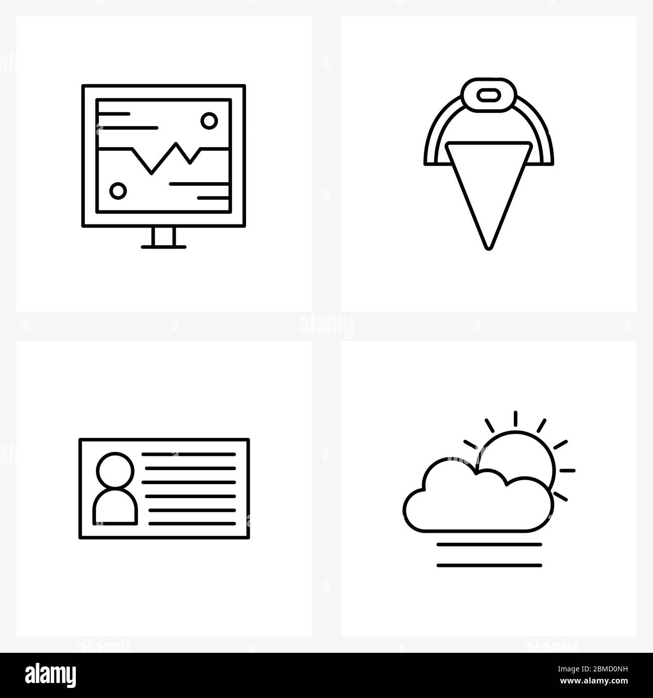 Modern Vector Line Illustration of 4 Simple Line Icons of beat, card, sign, Olympics, name Vector Illustration Stock Vector