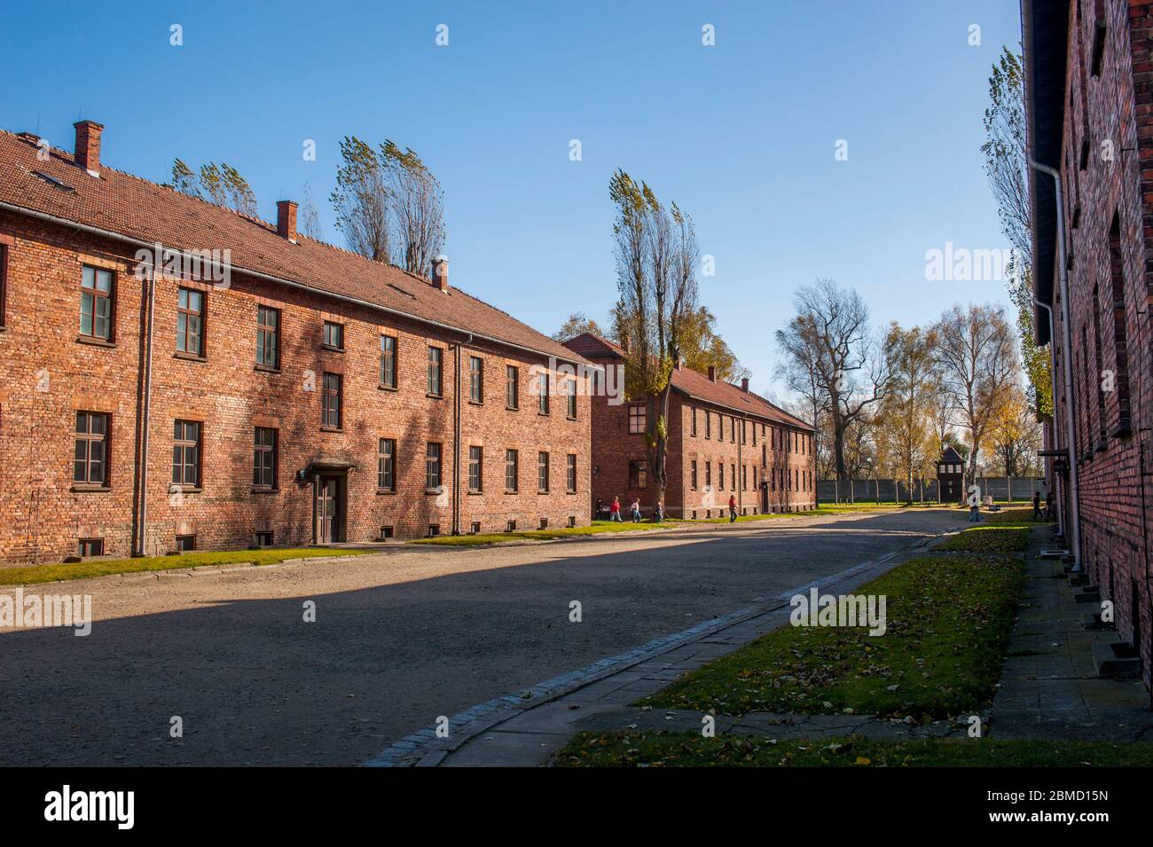 Barracks at the Auschwitz concentration camp (Konzentrationslager Auschwitz) was a complex of over 40 concentration and extermination camps operated b Stock Photo