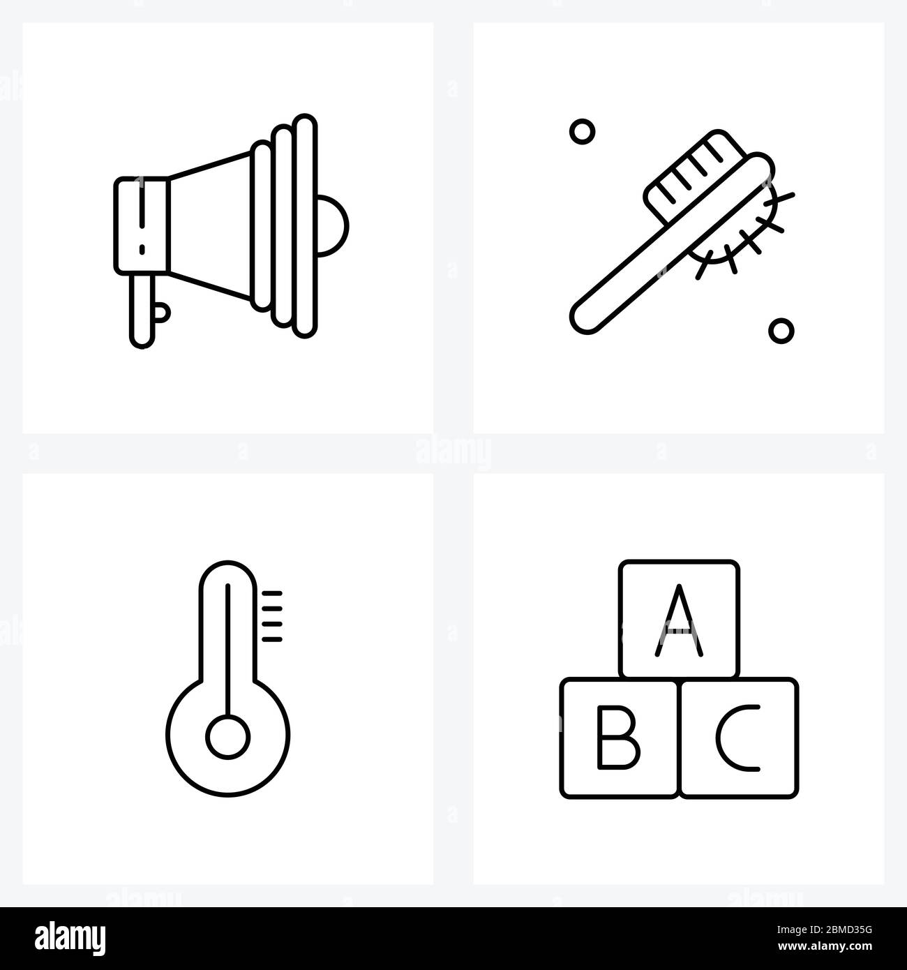 Set of 4 Simple Line Icons for Web and Print such as cinema ...