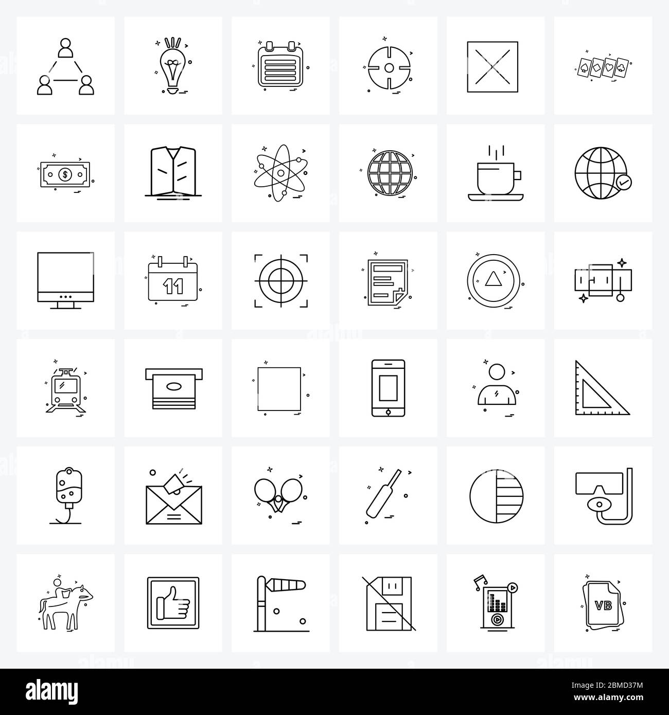 Mobile UI Line Icon Set of 36 Modern Pictograms of box, agriculture, education, wind, text Vector Illustration Stock Vector