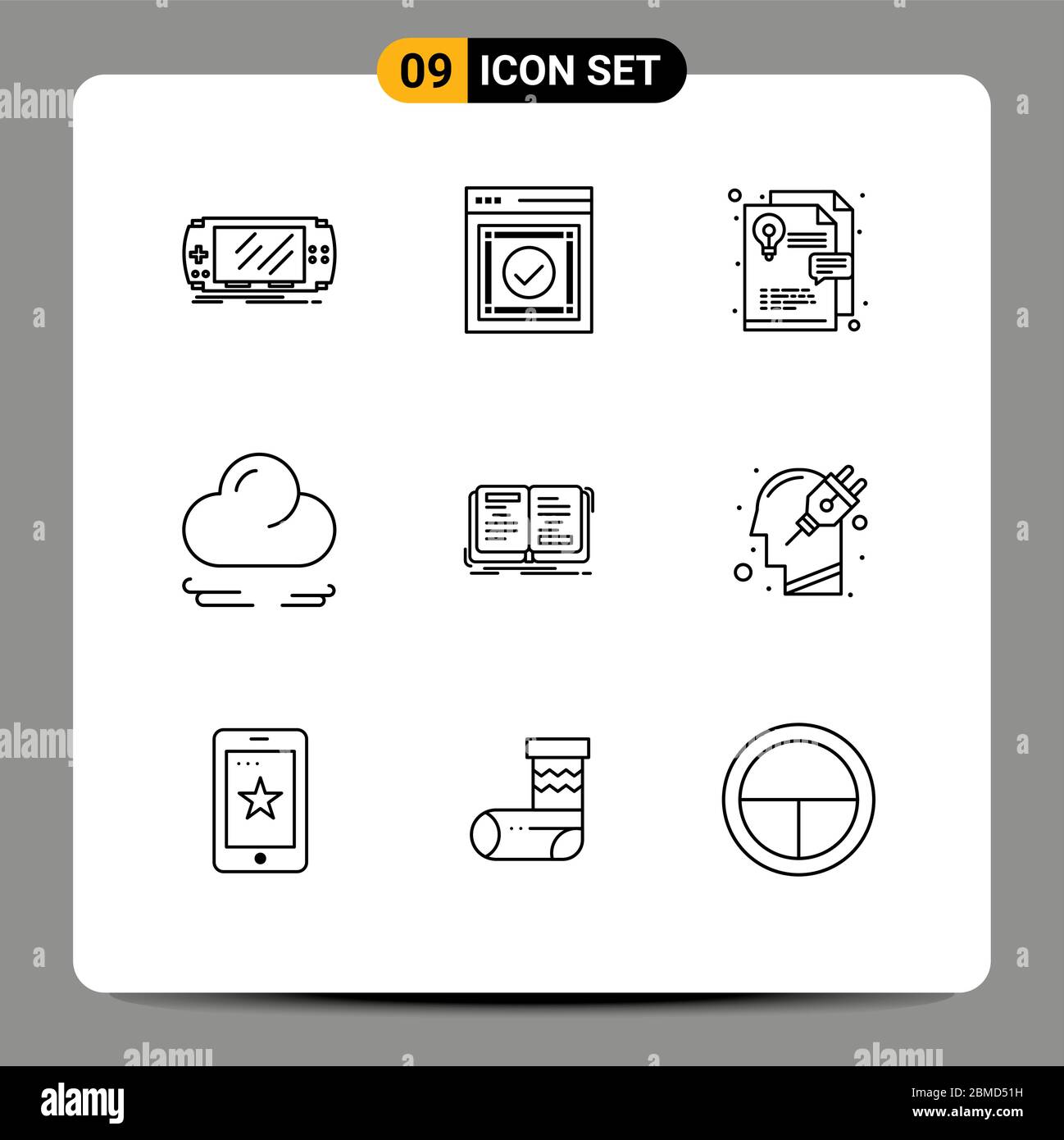 9 User Interface Outline Pack of modern Signs and Symbols of novel,  crescent, web, cloud, graphic design Editable Vector Design Elements Stock  Vector Image & Art - Alamy